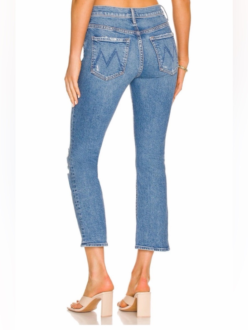Mother The Insider Ankle jeans in Bloom And Doom Sz 28 Blue ripped - Picture 3 of 15